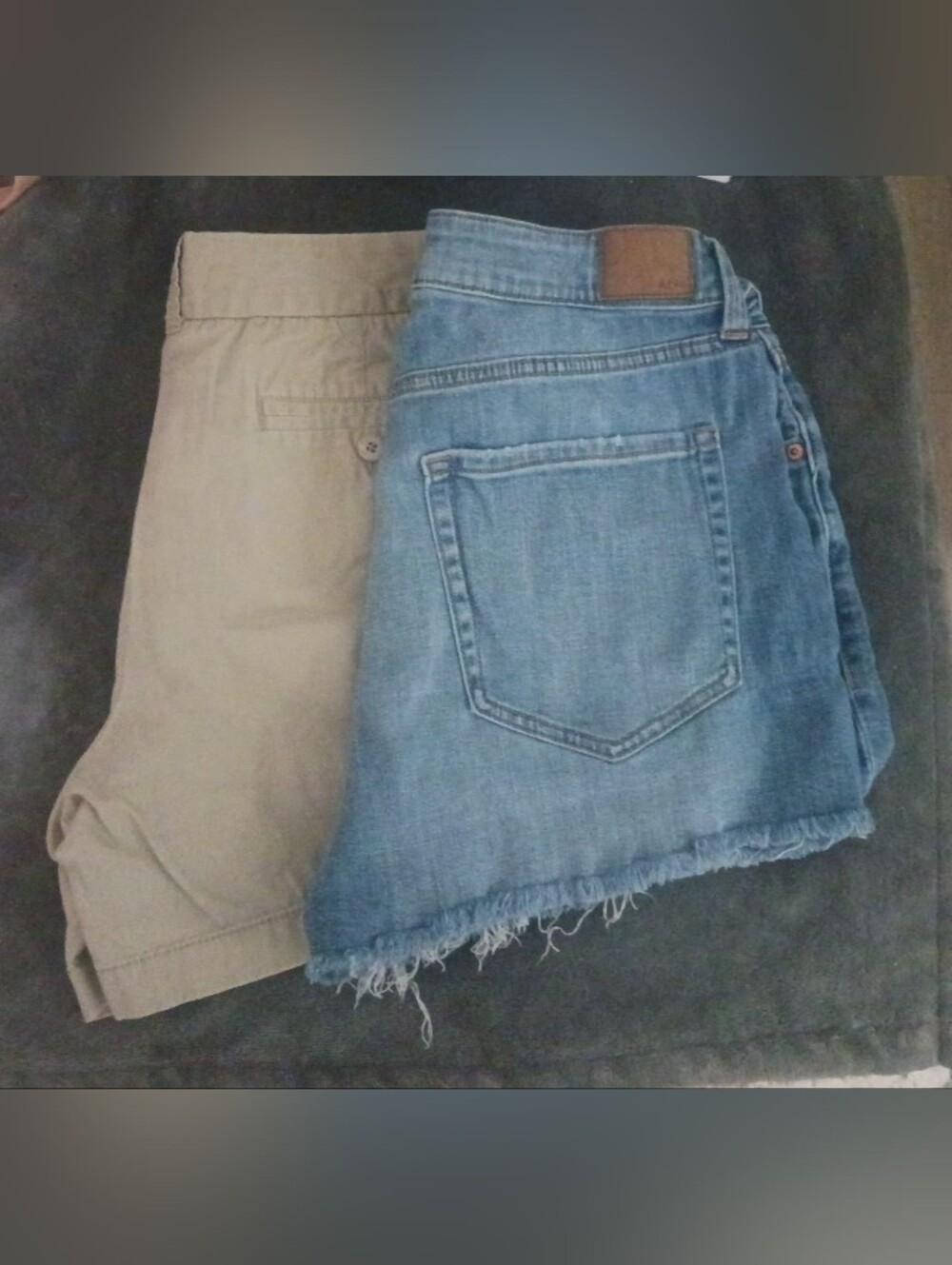 -J Crew Khaki Chino Shorts(size 8) & Aero High Rise Curvy Denim Shorts (size 12)